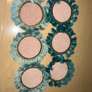 Pink and Teal Beaded Coasters Set
